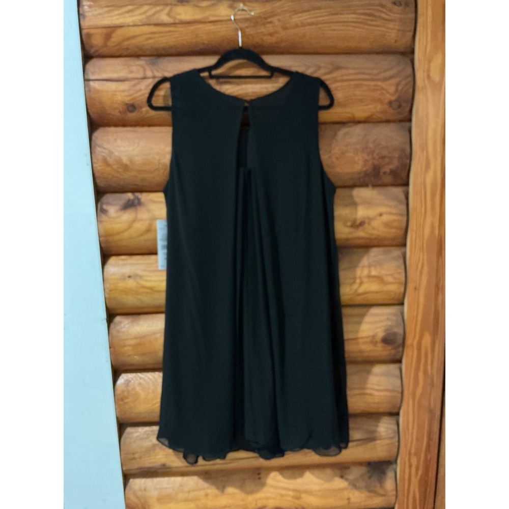 MSK Women Black Rhinestone Fringe Sleeveless Shift Dress Plus Size 20W NWT - Picture 3 of 10